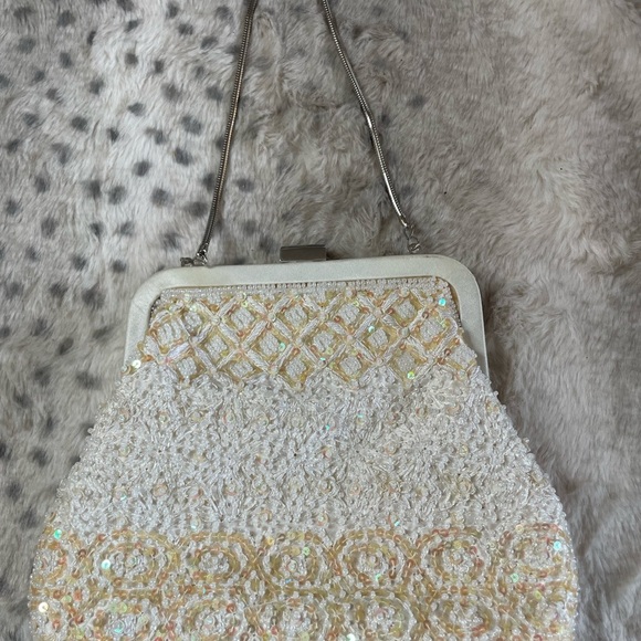 Vintage Lord and Taylor Beaded Sequine Iridescent Purse Wedding Evening - Picture 3 of 10